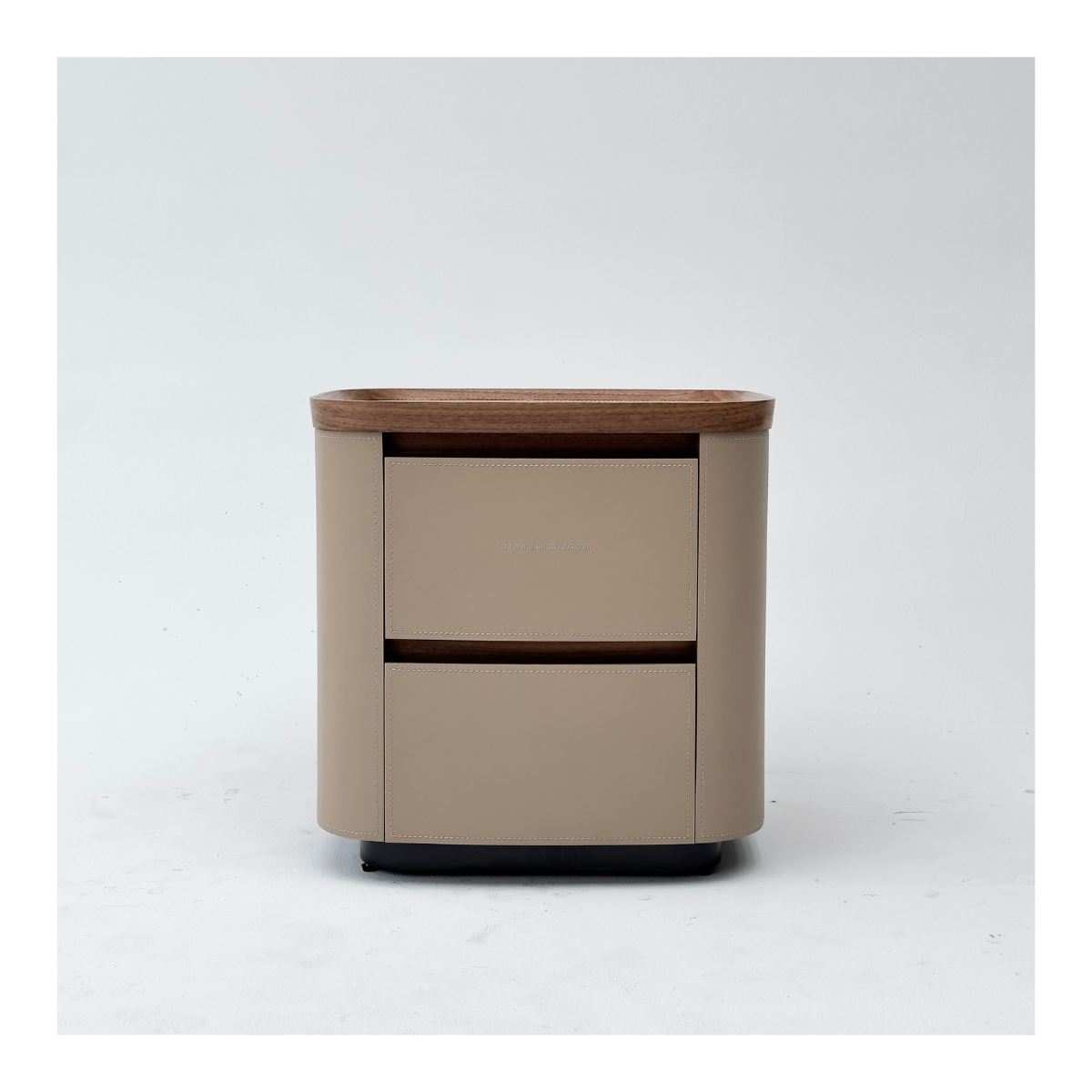 Stitched Leather Two-Drawer Nightstand